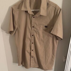 Men’s casual button down tan shirt